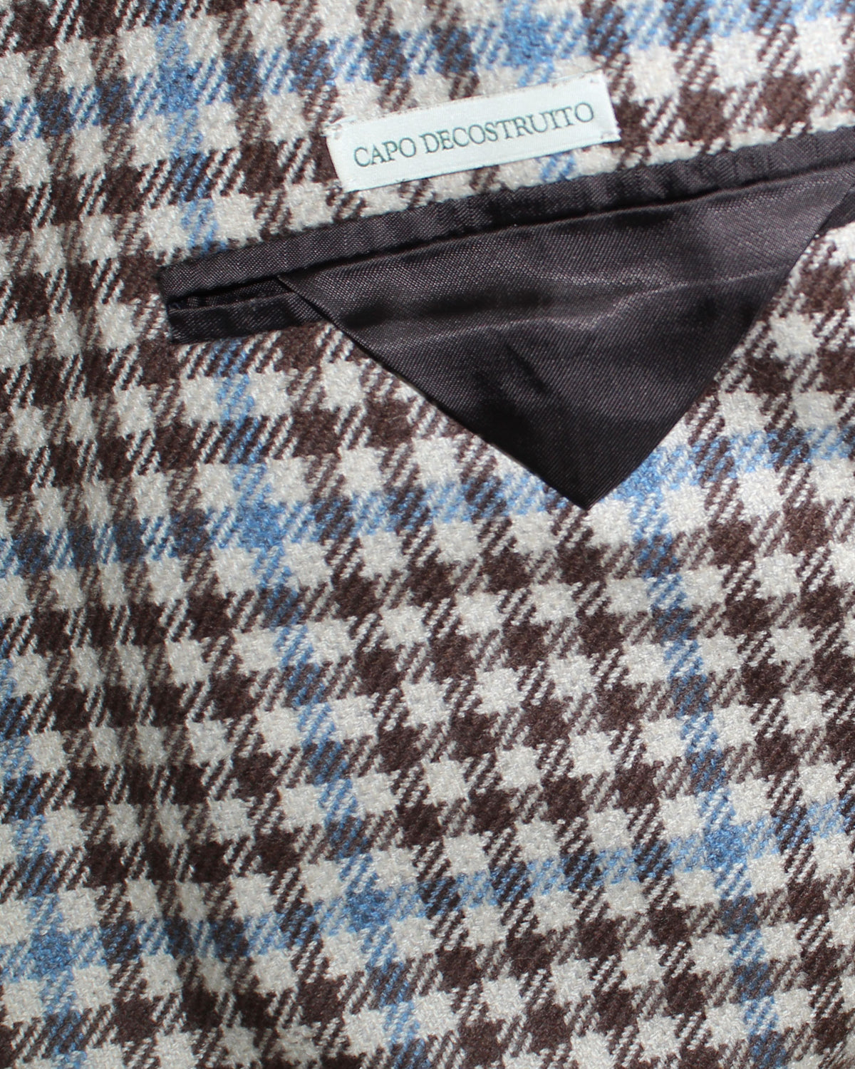 Luigi Borrelli Sport Coat White Blue Brown Houndstooth EU 50/ US 40 Unlined