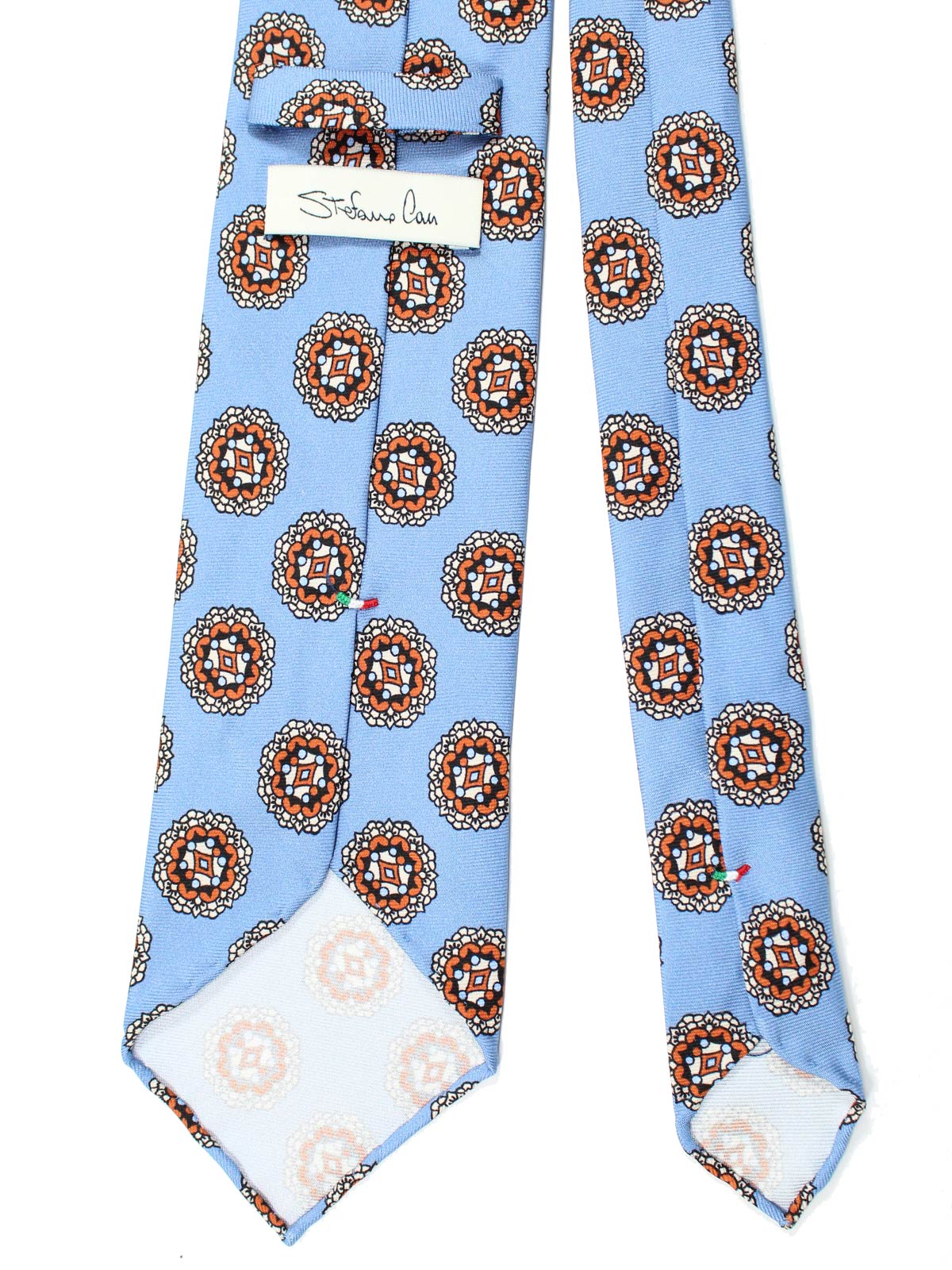 Stefano Cau Tie Blue Medallion Unlined Necktie