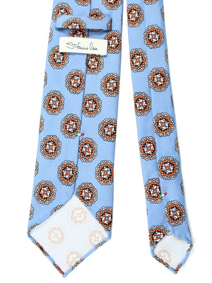 Stefano Cau Tie Blue Medallion Unlined Necktie