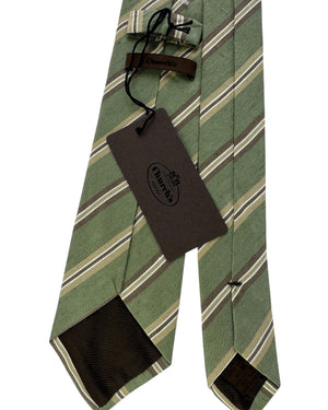 Church's Linen Tie Green Stripes