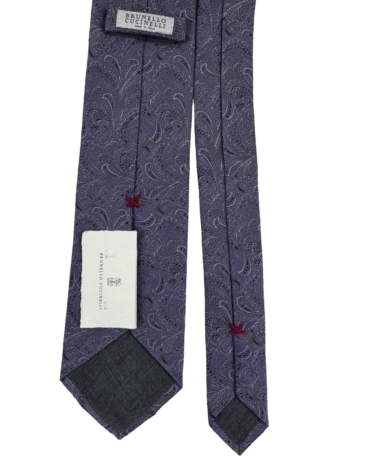 Brunello Cucinelli Silk Tie Lavender Purple Paisley Pattern