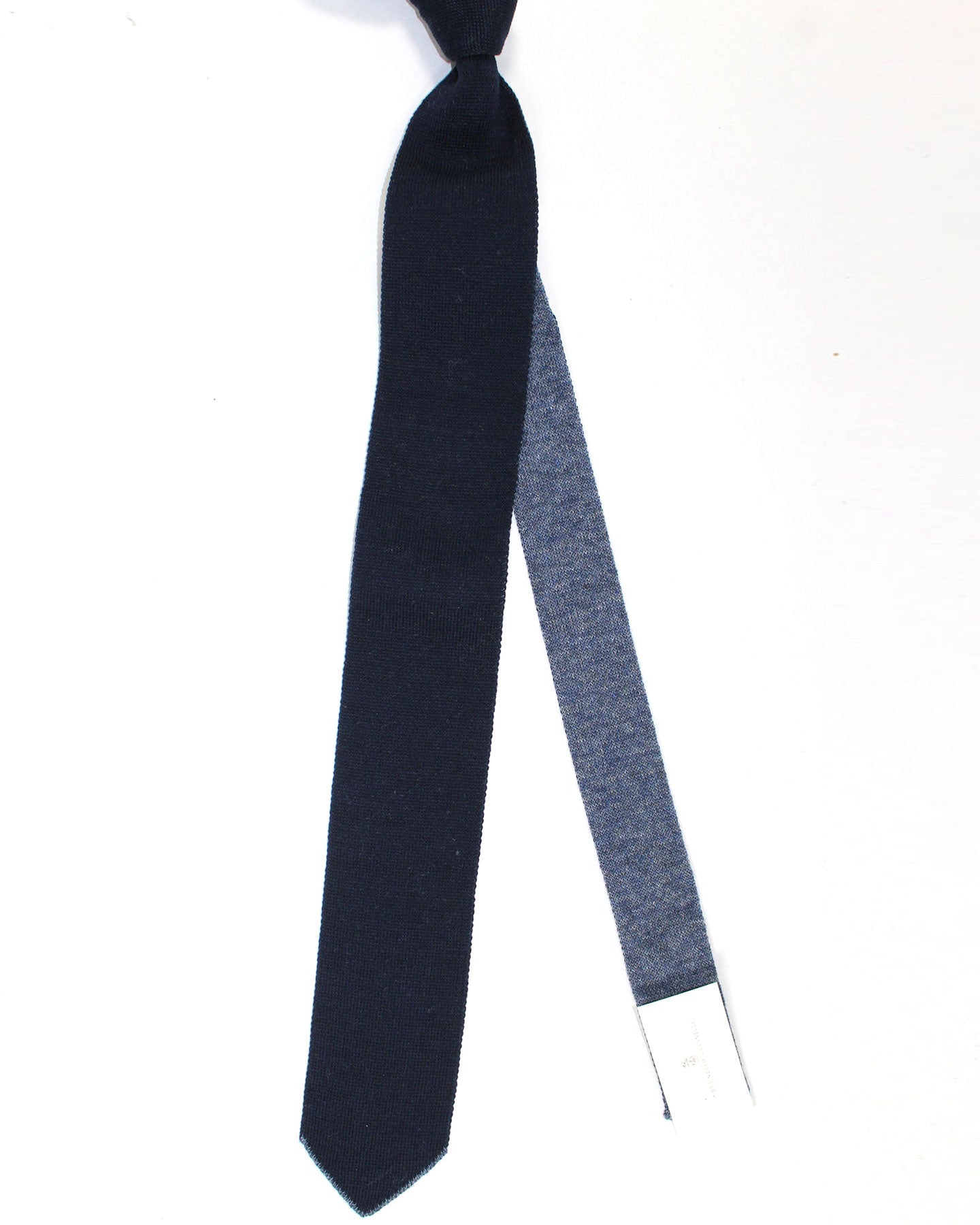 Brunello Cucinelli Cahsmere Tie Navy Blue Solid