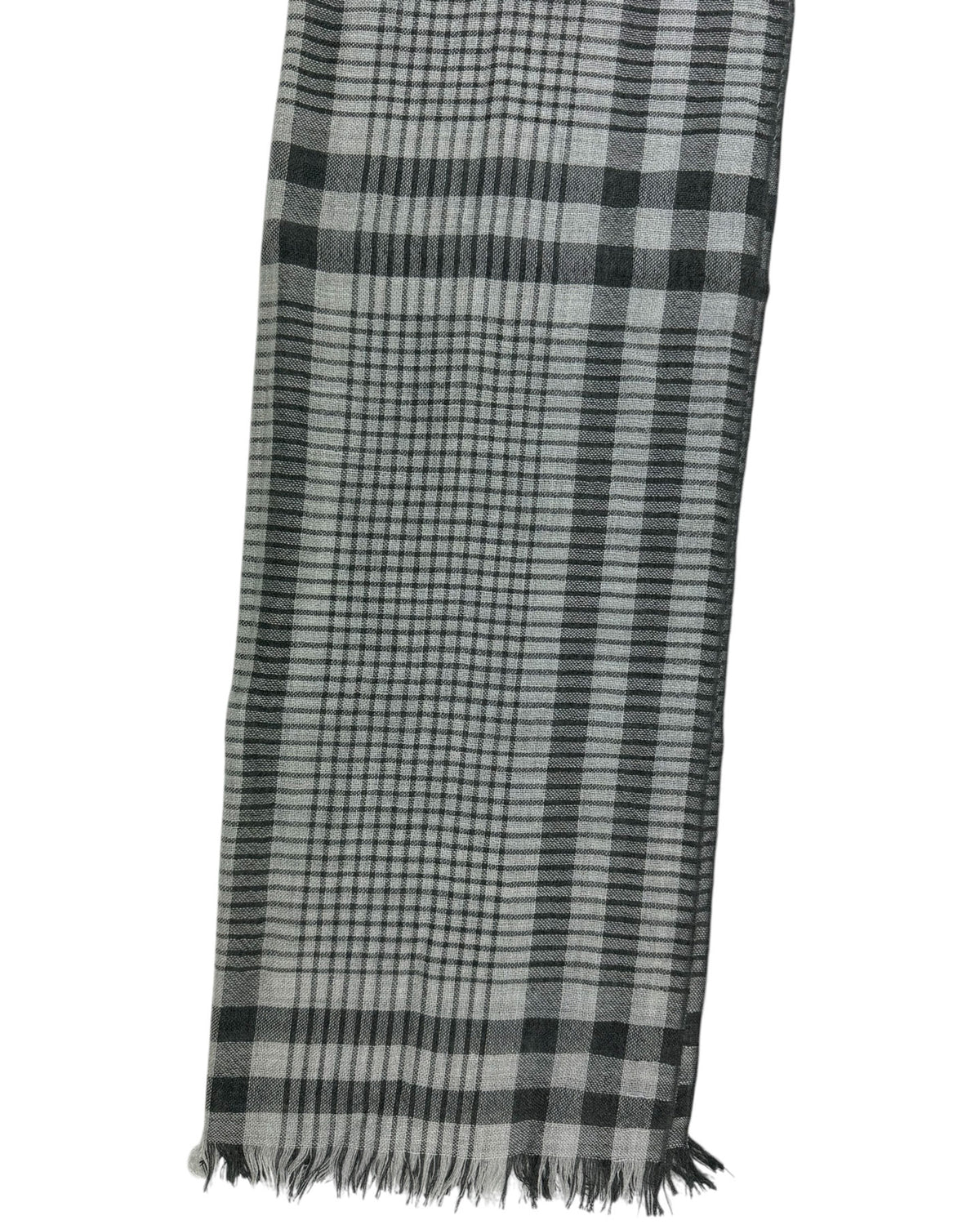 Brunello Cucinelli Scarf Black Gray Plaid - Cashmere Silk Shawl FINAL SALE