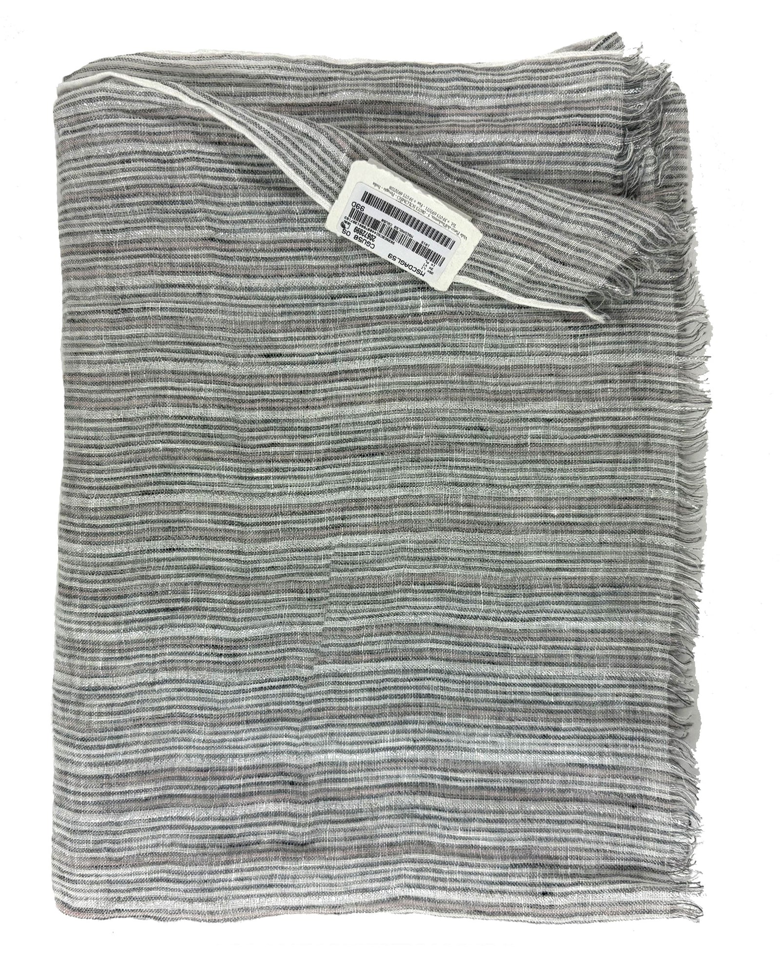 Brunello Cucinelli Scarf White Silver Black Light Pink Stripes - Linen Shawl SALE