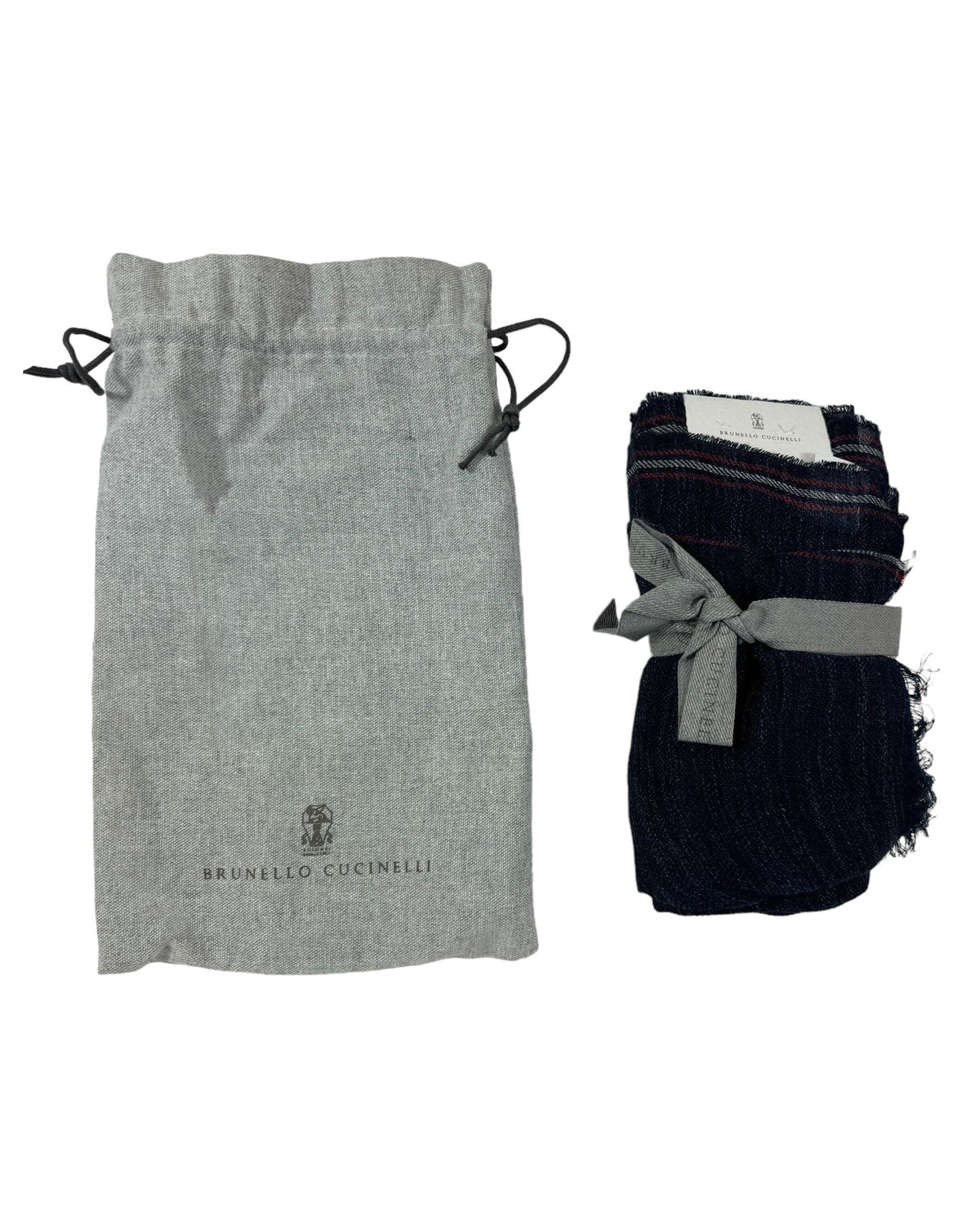 Brunello Cucinelli Scarf Dark Blue - Luxury Linen Silk Men Shawl FINAL SALE