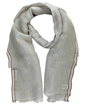 Brunello Cucinelli Scarf Beige Linen Cashmere Silk Men Shawl