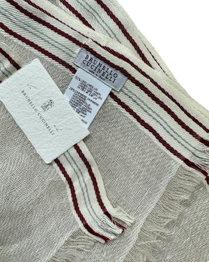 Brunello Cucinelli Scarf Beige Cashmere Silk Men Shawl