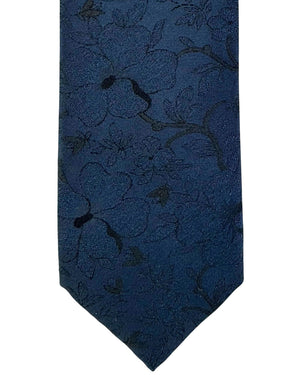 Dolce & Gabbana Skinny Tie Midnight Blue Tonal Floral