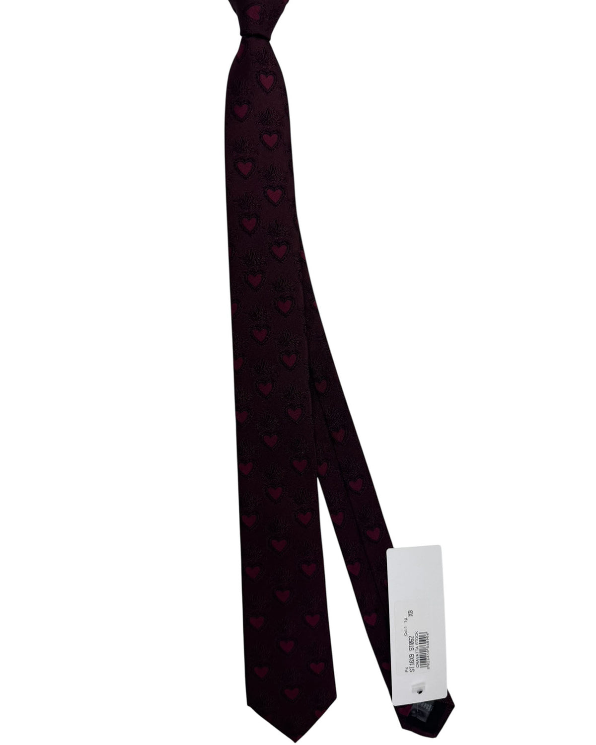 Dolce & Gabbana Skinny Tie Maroon Sacred Heart