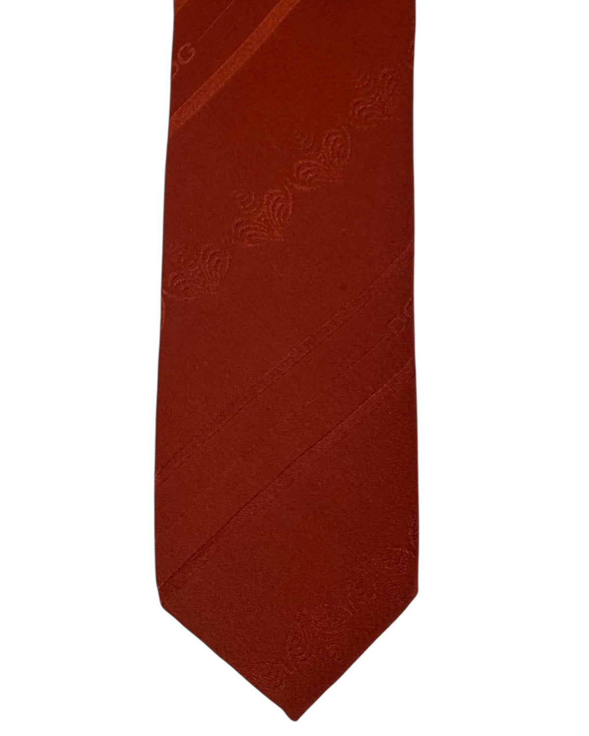 Dolce & Gabbana Skinny Tie Rust Orange Patterned Stripes