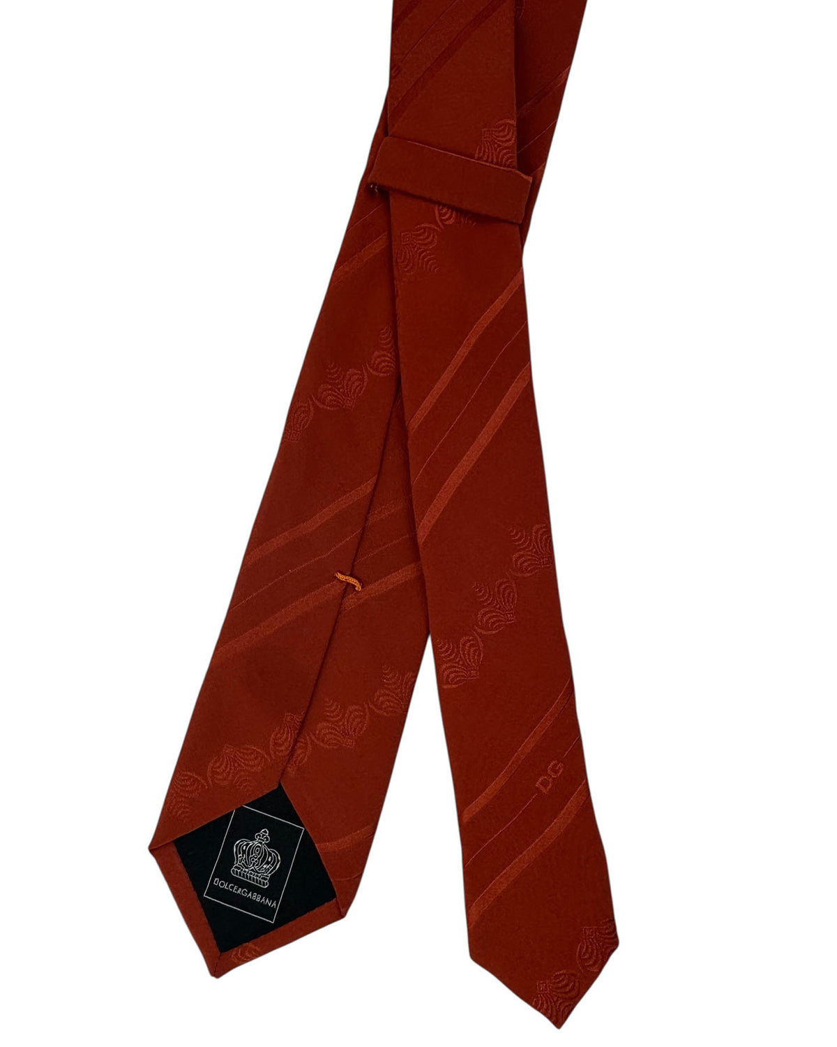 Dolce & Gabbana Skinny Tie Rust Crown Stripe