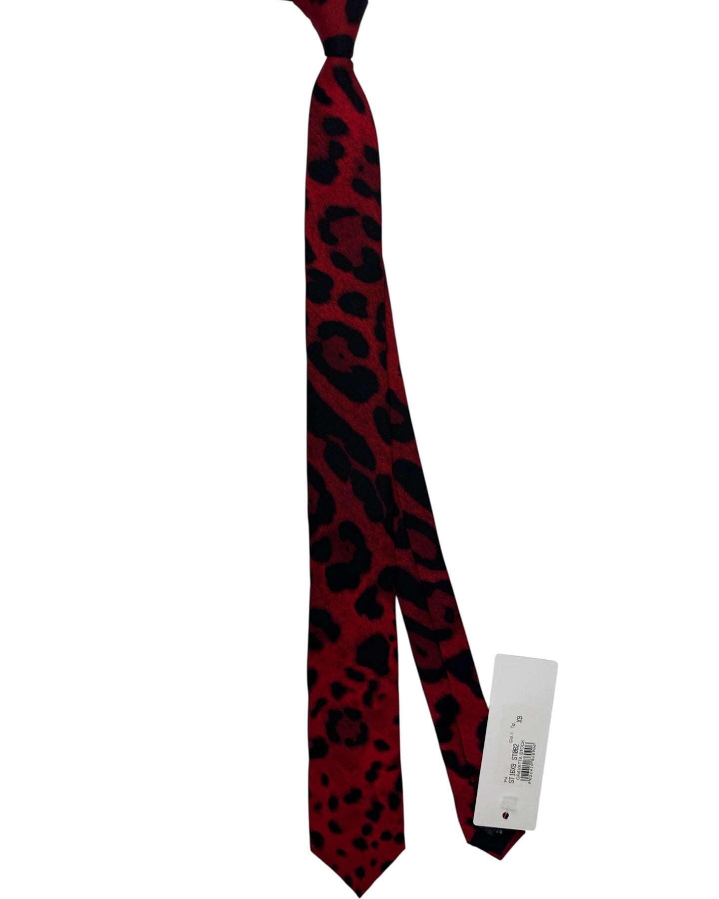 Dolce & Gabbana Skinny Tie Red and Black Leopard Print