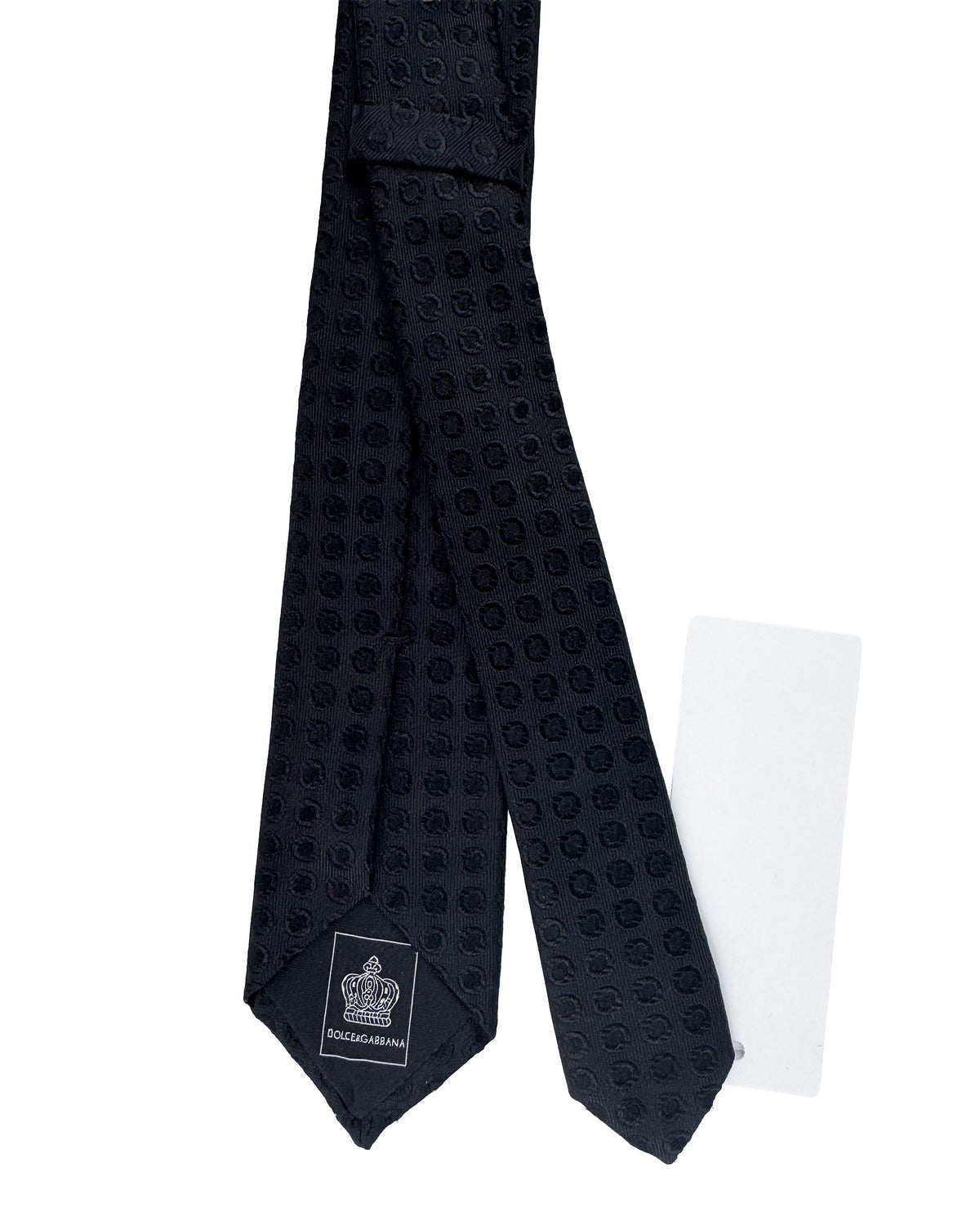 Dolce & Gabbana Skinny Tie Black Medallion Pattern