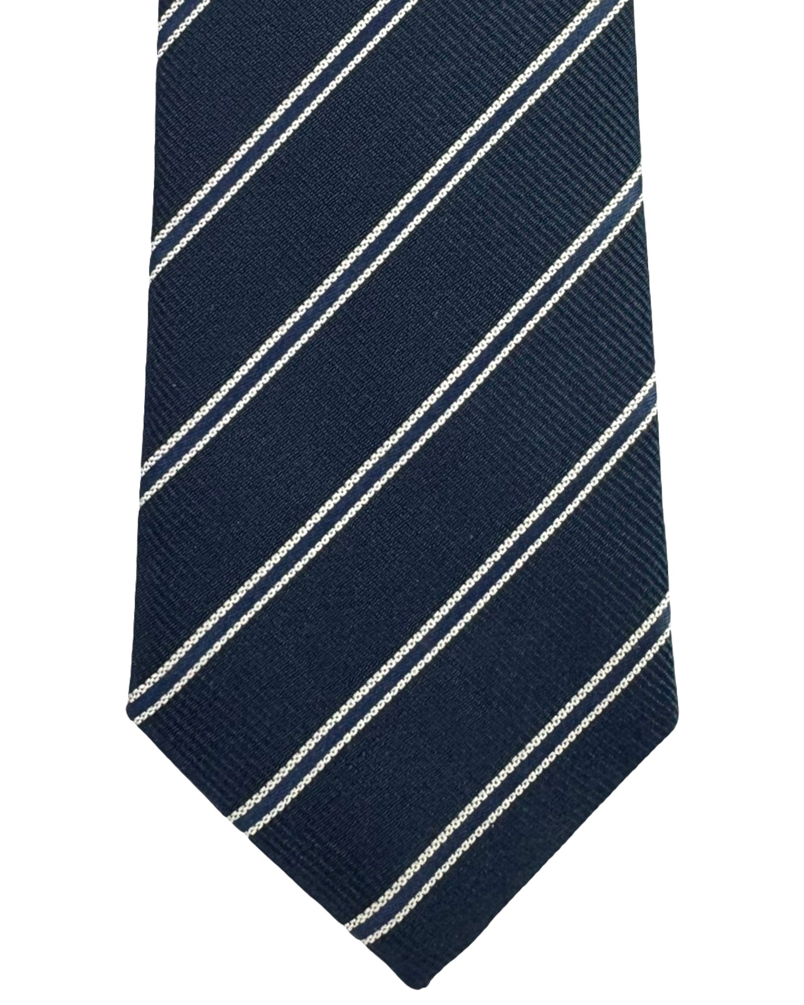 Dolce & Gabbana Skinny Tie Navy Silver Stripes