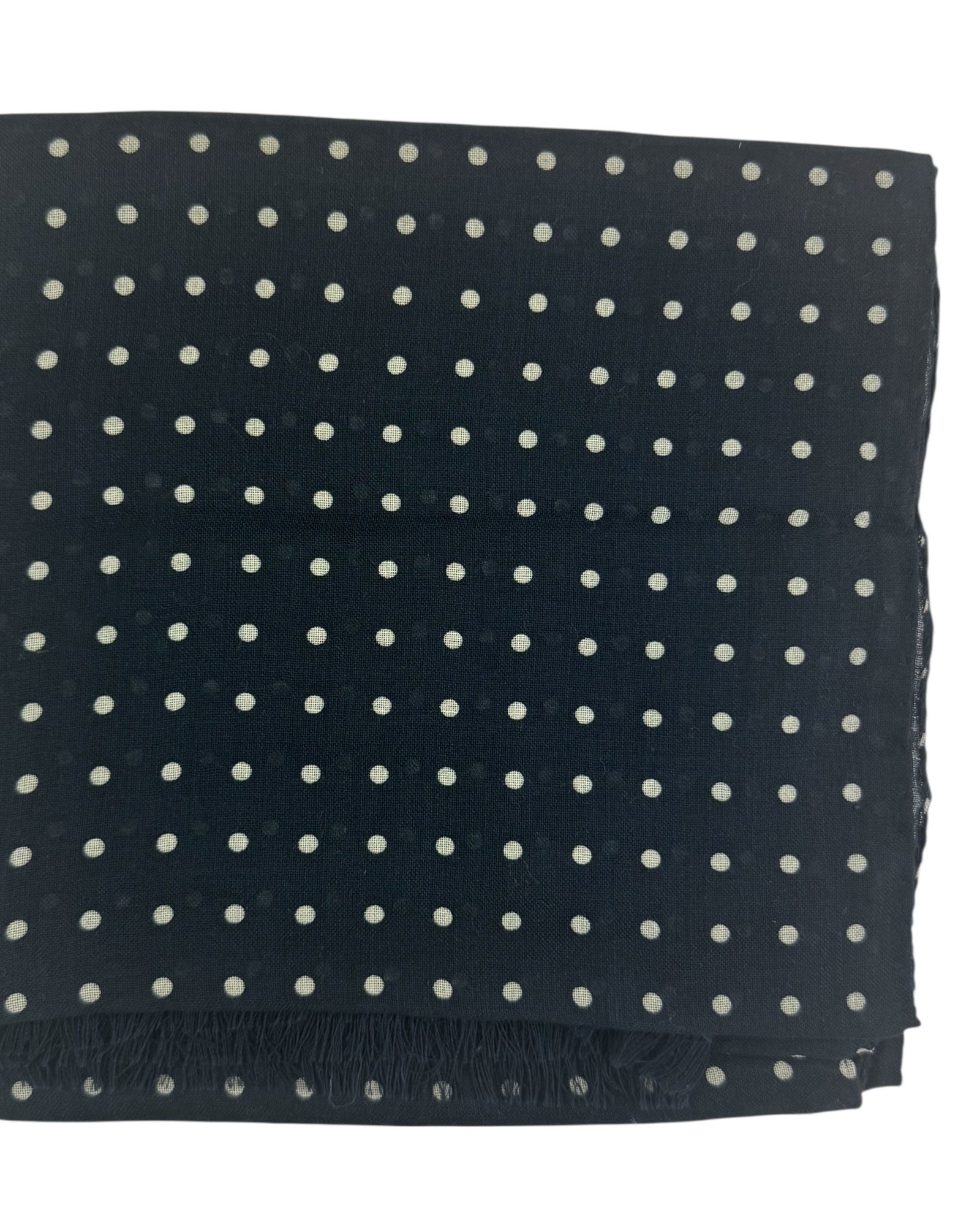 Drake's London Scarf Black With Polka Dots - Wool Shawl