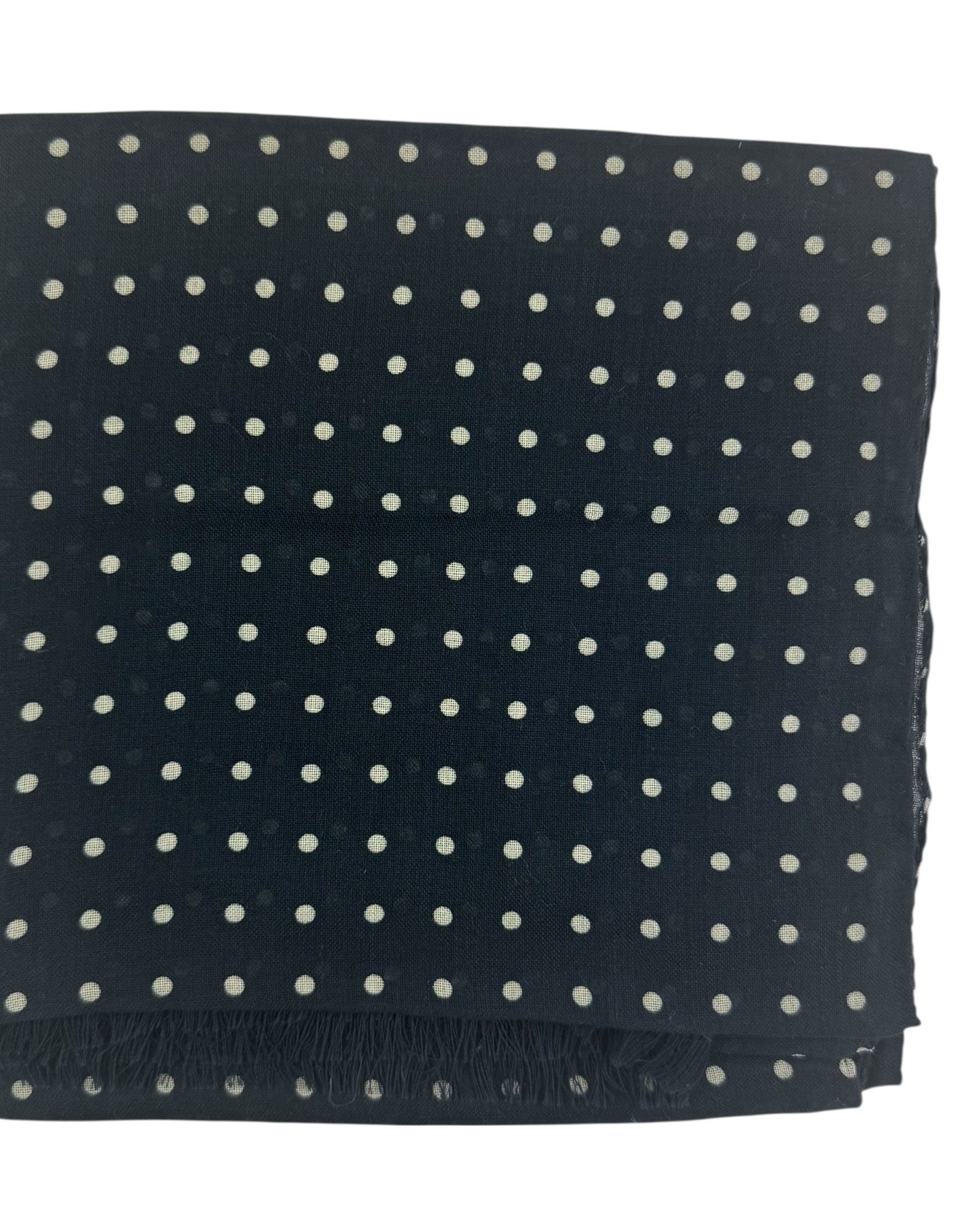 Drake's London Scarf Black With Polka Dots - Wool Shawl