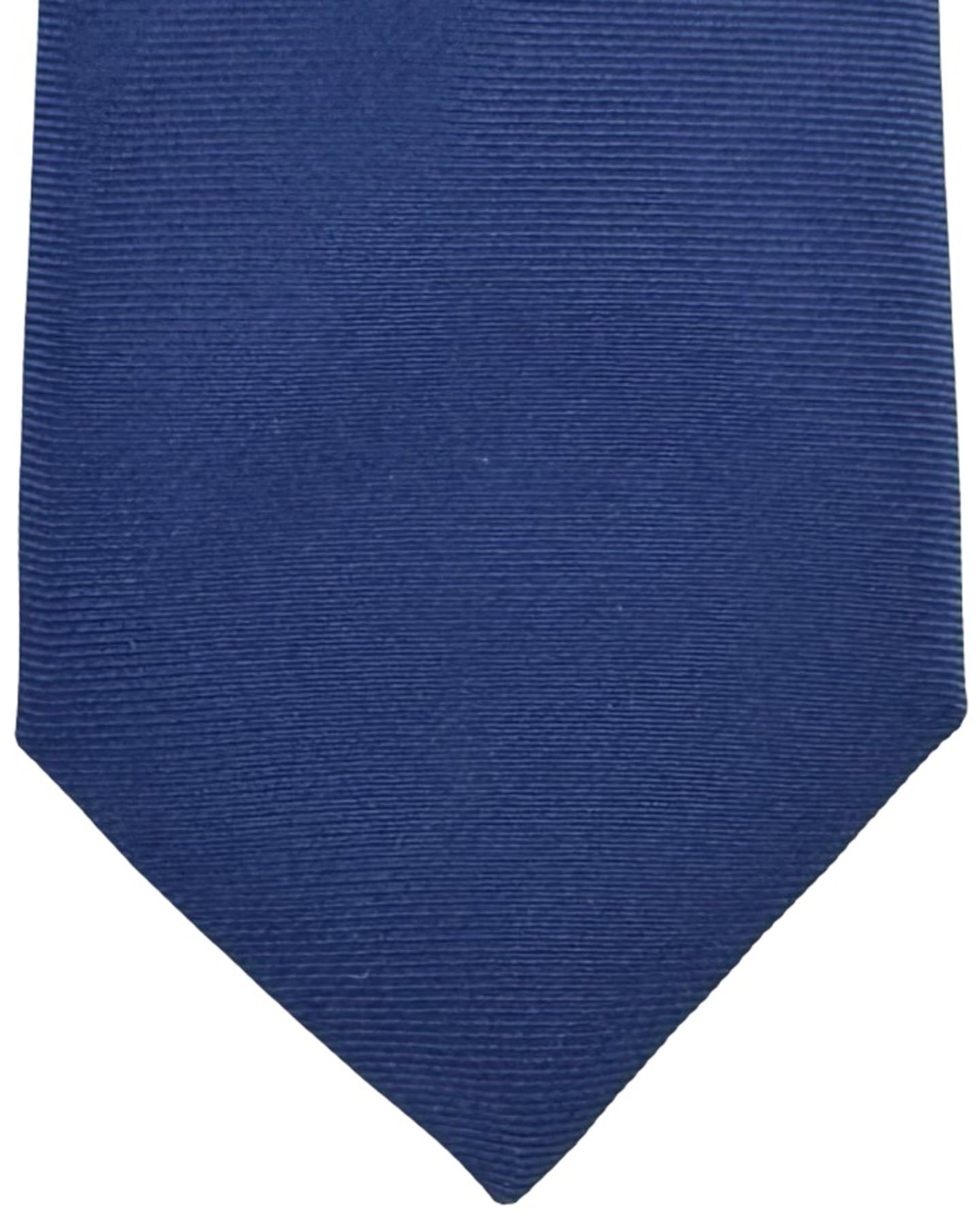 Etro Silk Tie Navy Ribbed Solid Texture