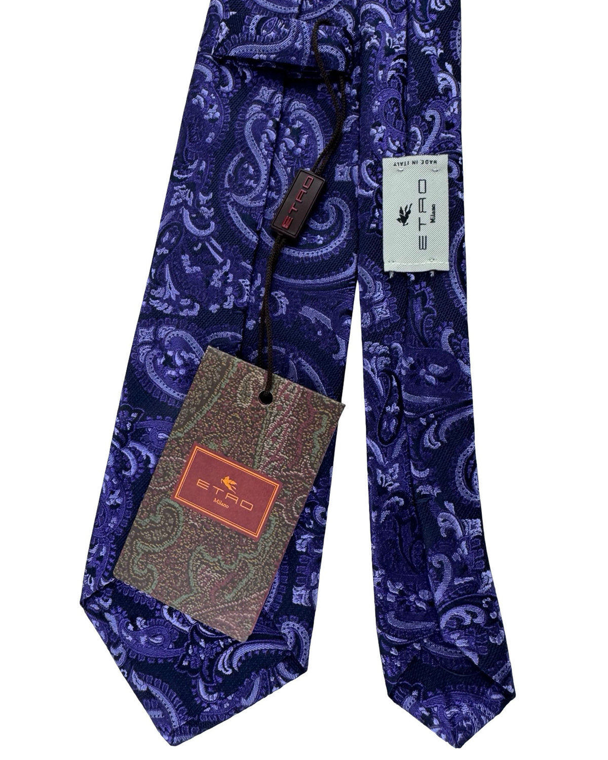 Etro Silk Tie Purple Navy Large Paisley Pattern
