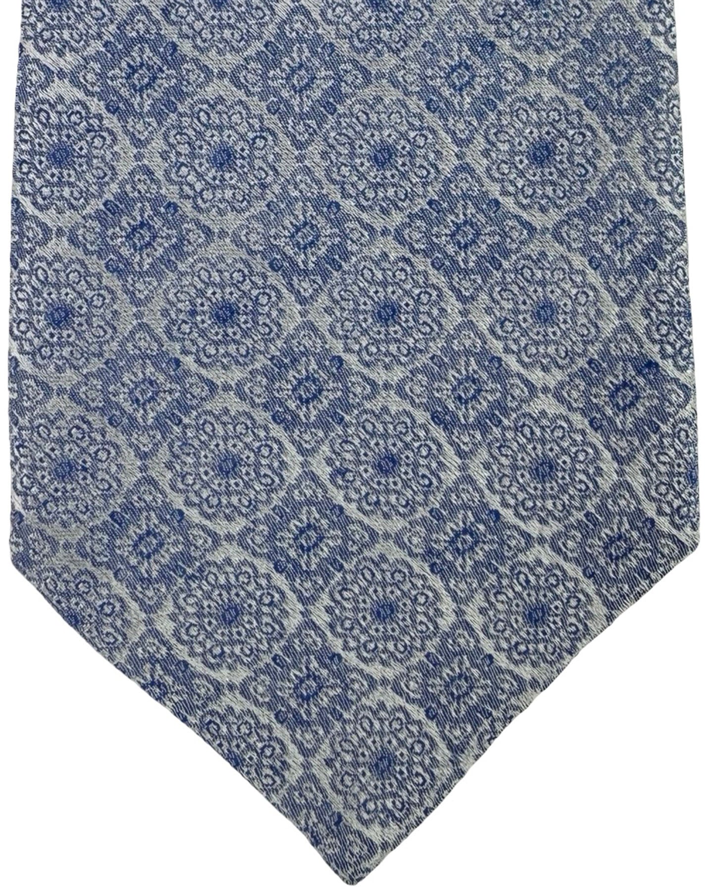 Etro Silk Tie Gray Blue Medallion SALE
