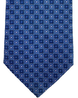 Etro Tie Blue Pink Micro Square Grid Pattern