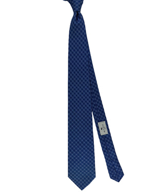 Etro Tie Blue Pink Micro Square Grid Pattern