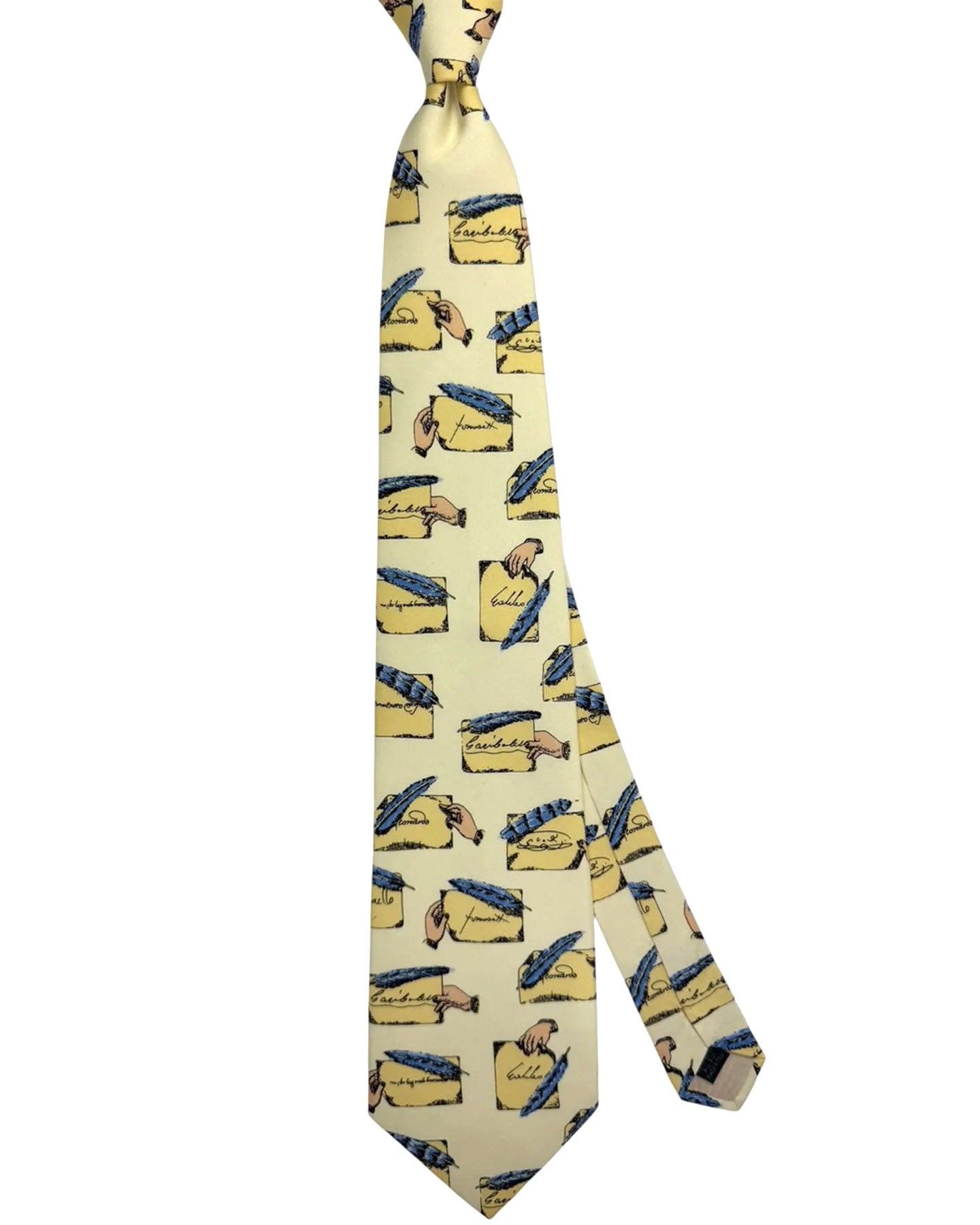 Fornasetti Tie White Autografi Design - Wide Necktie