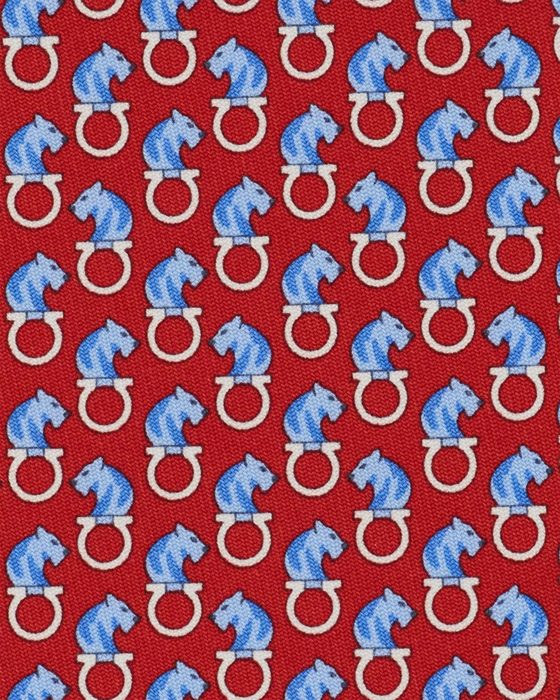 Salvatore Ferragamo Tie Red Tiger & Gancini Design - New Collection