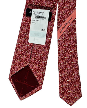 Salvatore Ferragamo Tie Red With Coral Giraffes And Yellow Blooms