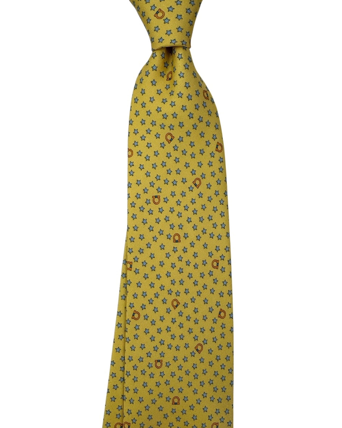 Salvatore Ferragamo Tie Yellow Stars And Gancini
