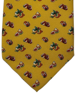 Salvatore Ferragamo Tie Dark Yellow Golden Pomegranate Pattern