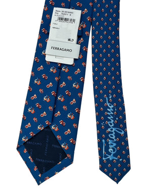 Salvatore Ferragamo Tie Blue Pomegranate Pattern