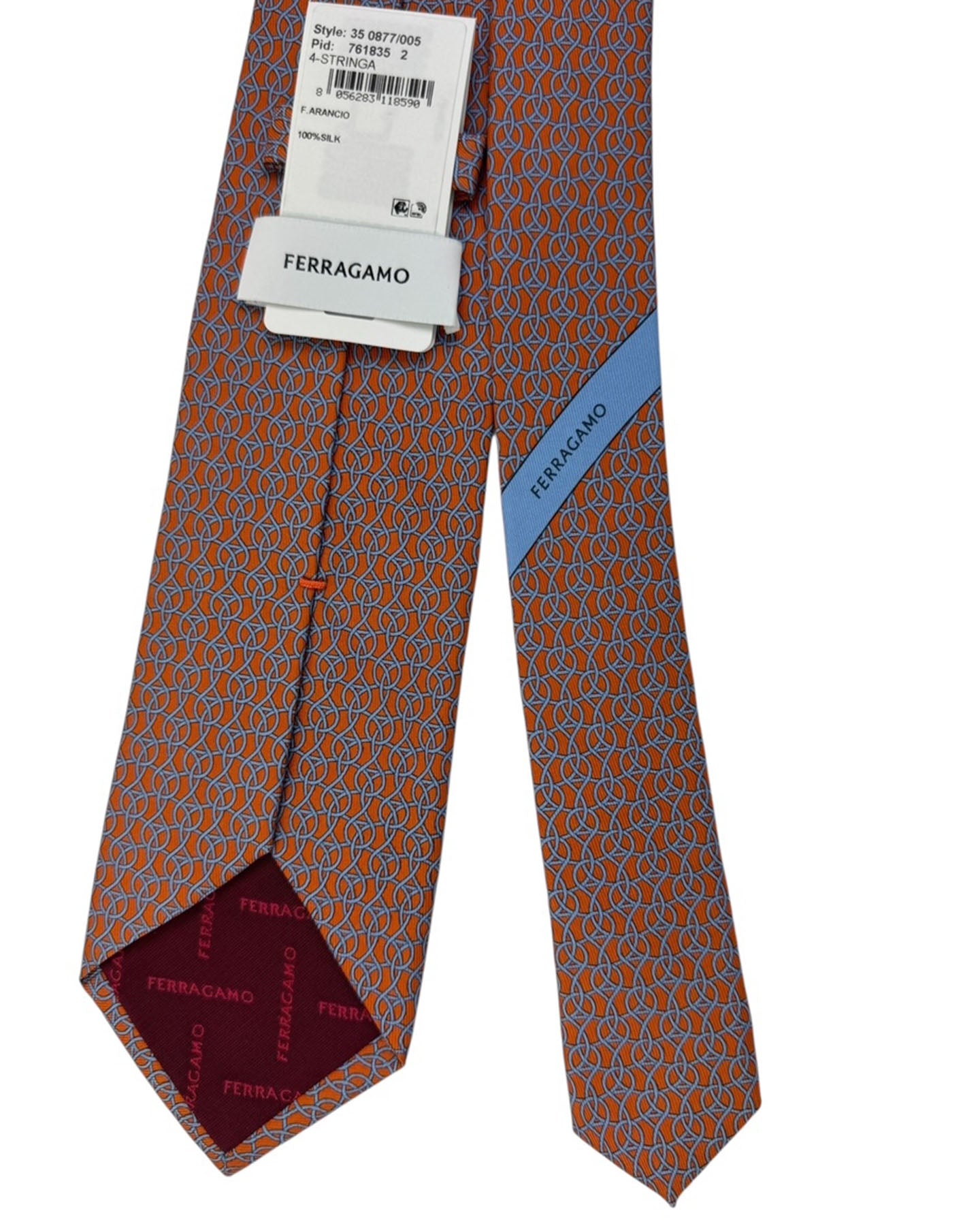 Salvatore Ferragamo Tie Orange Interlocking Gancini