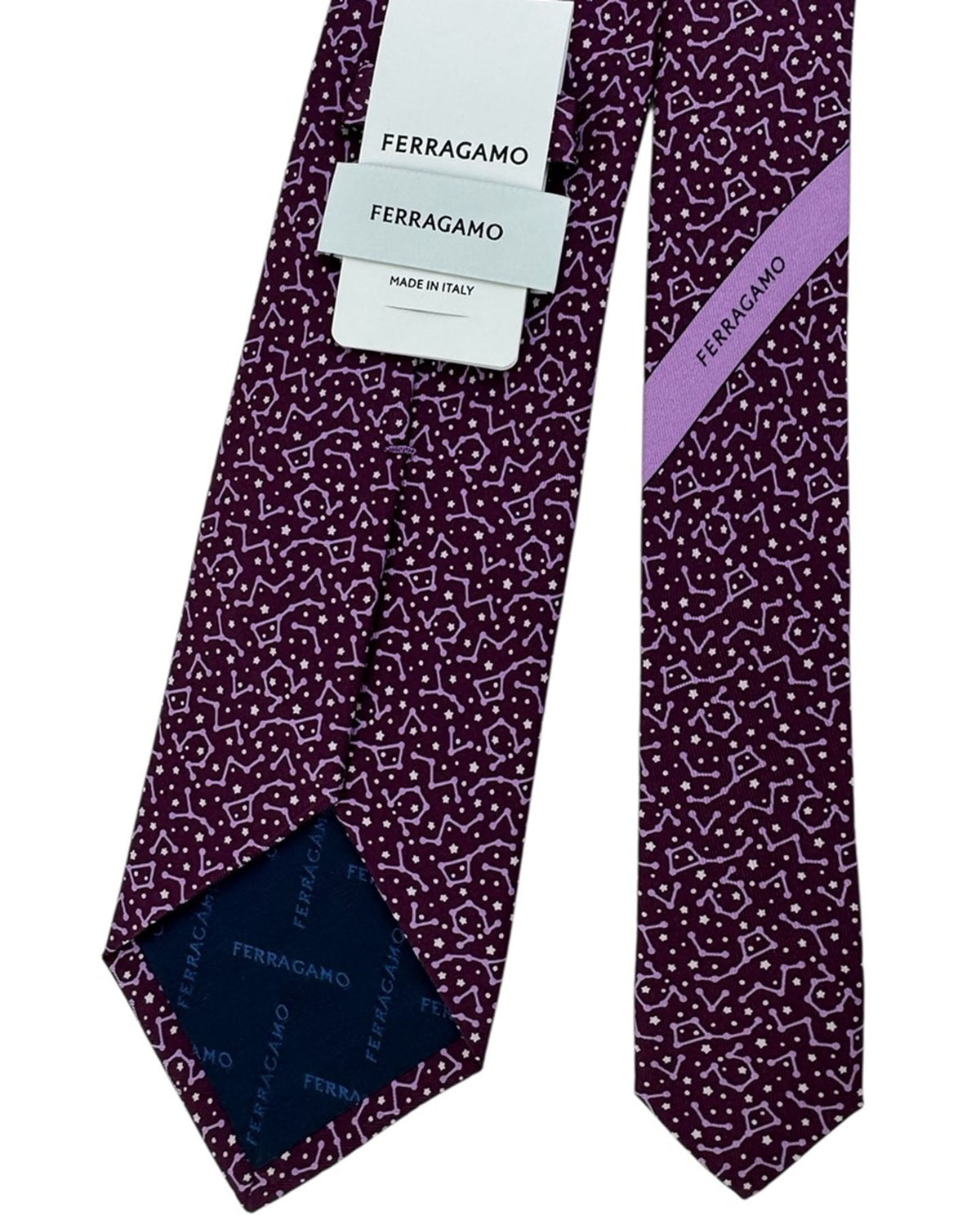 Salvatore Ferragamo Tie Purple Constellation Map