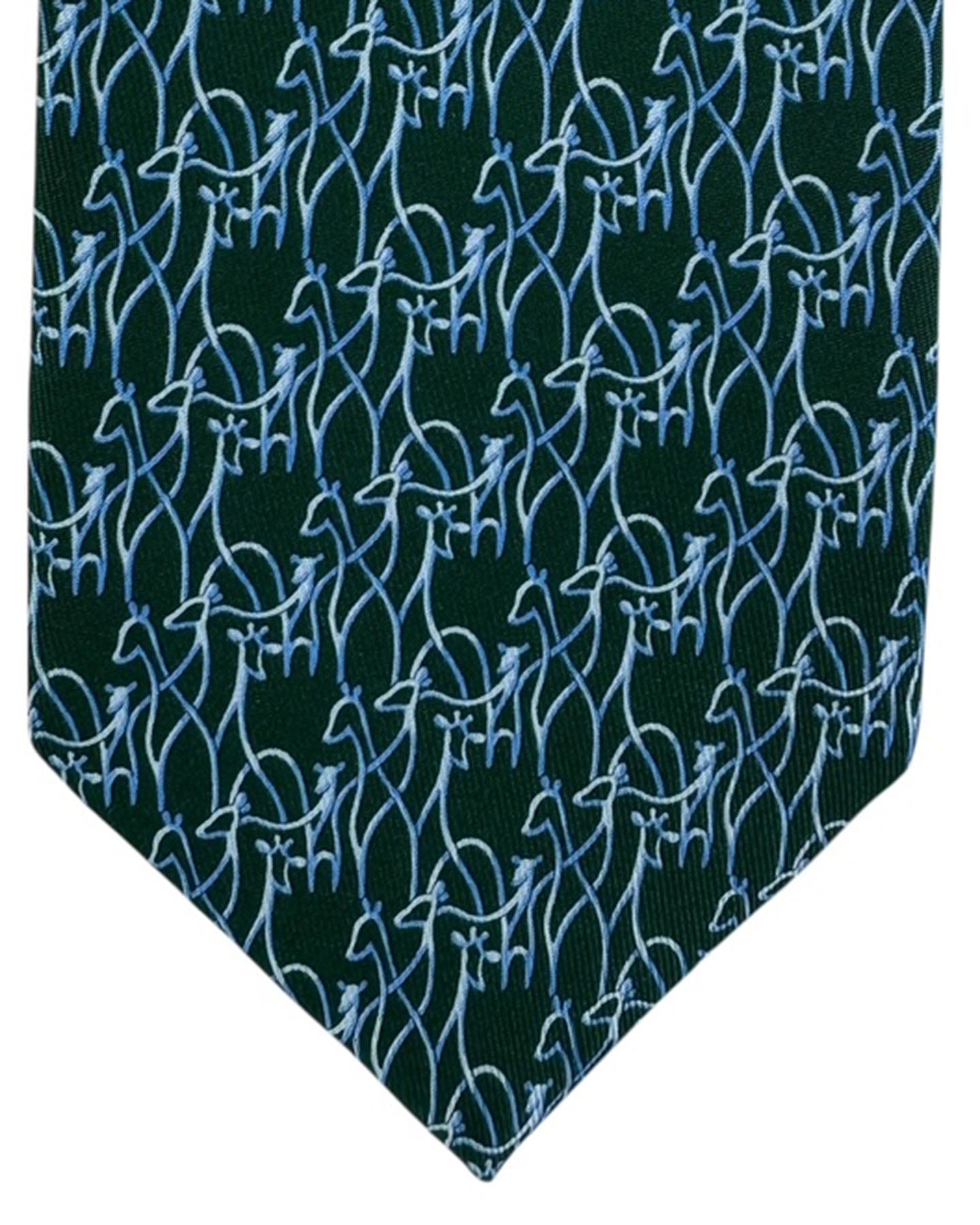 Salvatore Ferragamo Tie Green Blue Giraffes