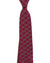Red Ferragamo tie with blue animal pattern on a white background