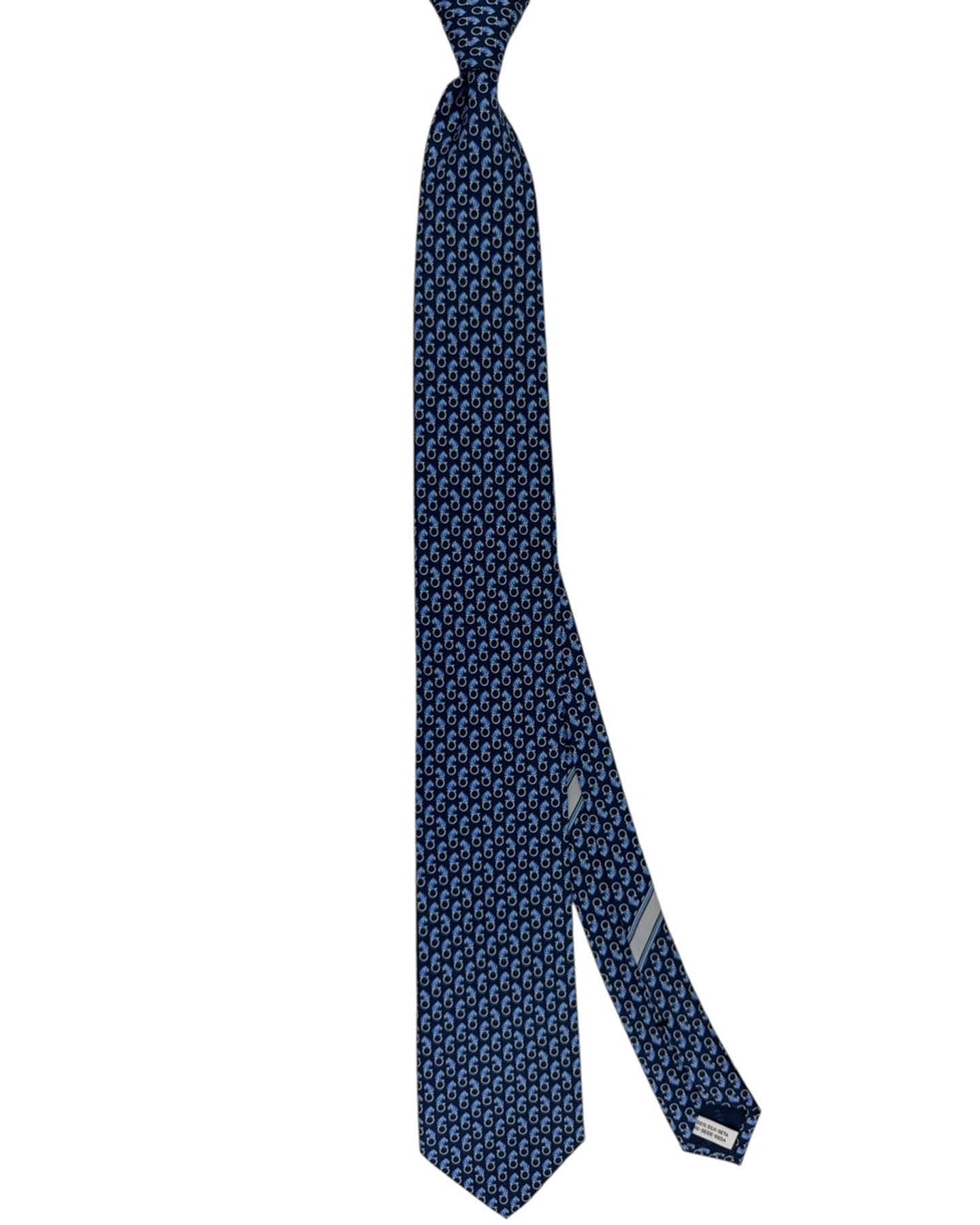 Salvatore Ferragamo Tie Midnight Blue Tiger & Gancini Pattern  - New Collection