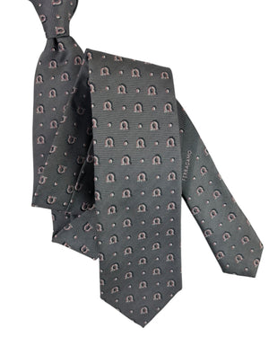 Salvatore Ferragamo Tie Gray Gancini - Narrow Cut