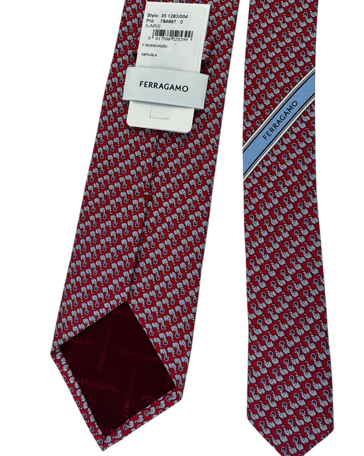 Salvatore Ferragamo Tie Midnight Red Elephant And Gancini - New Collection