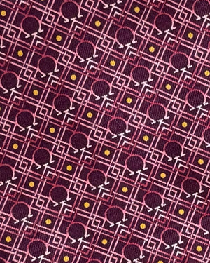 Ferragamo Ascot Tie Bordeaux Pink Gancini Pattern