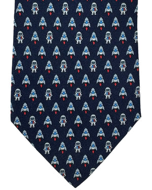 Salvatore Ferragamo Silk Tie  Navy Rocket Novelty