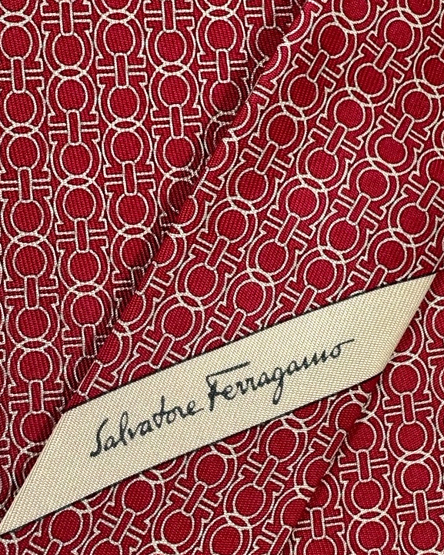 Salvatore Ferragamo Silk Tie Red Interlocking Gancini