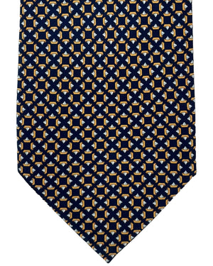 Salvatore Ferragamo Tie Navy Peach Origami Paper Boat Design