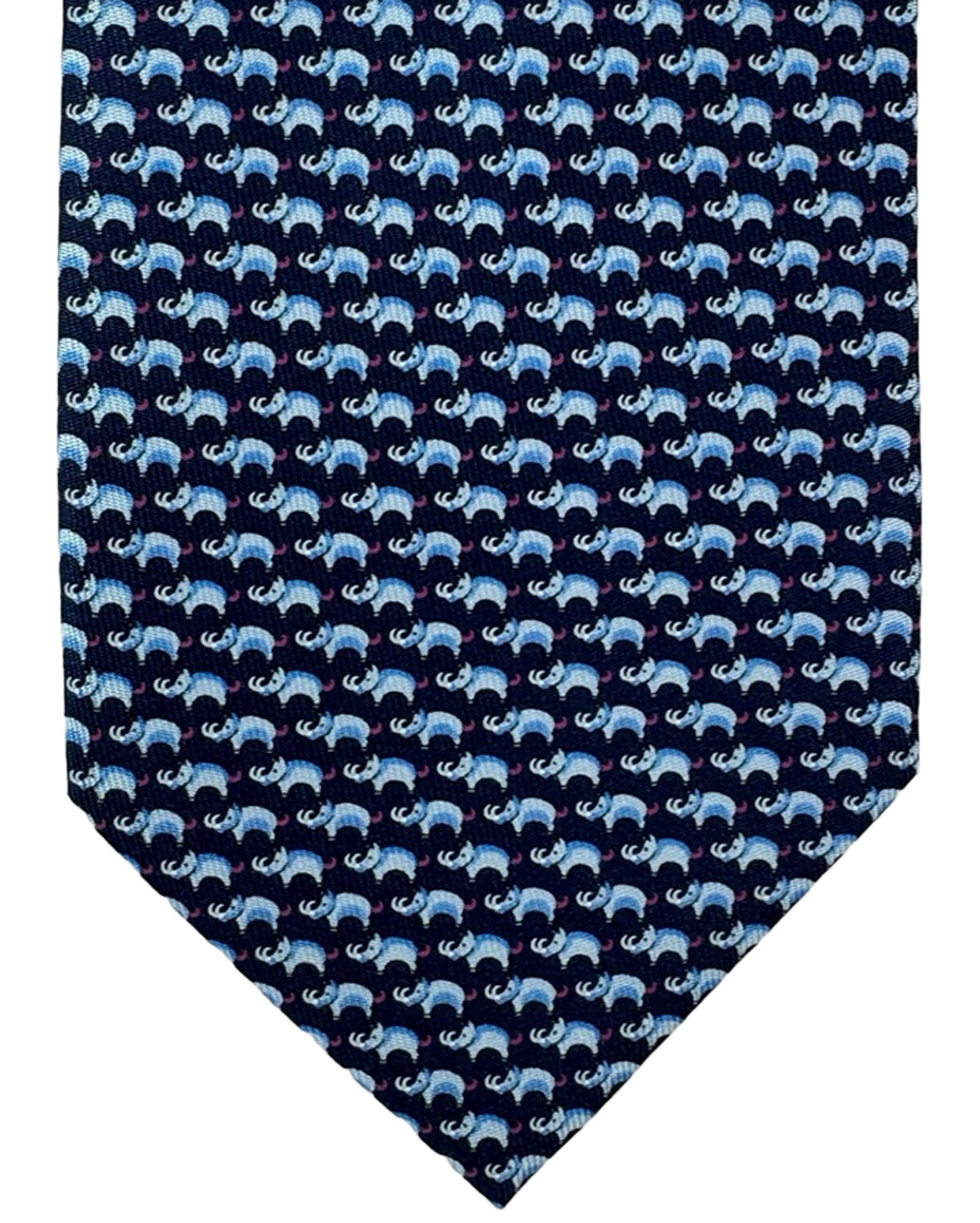 Salvatore Ferragamo Silk Tie Navy Blue Boar Design