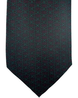 Salvatore Ferragamo Tie Dark Plum Green Interlocking Gancini