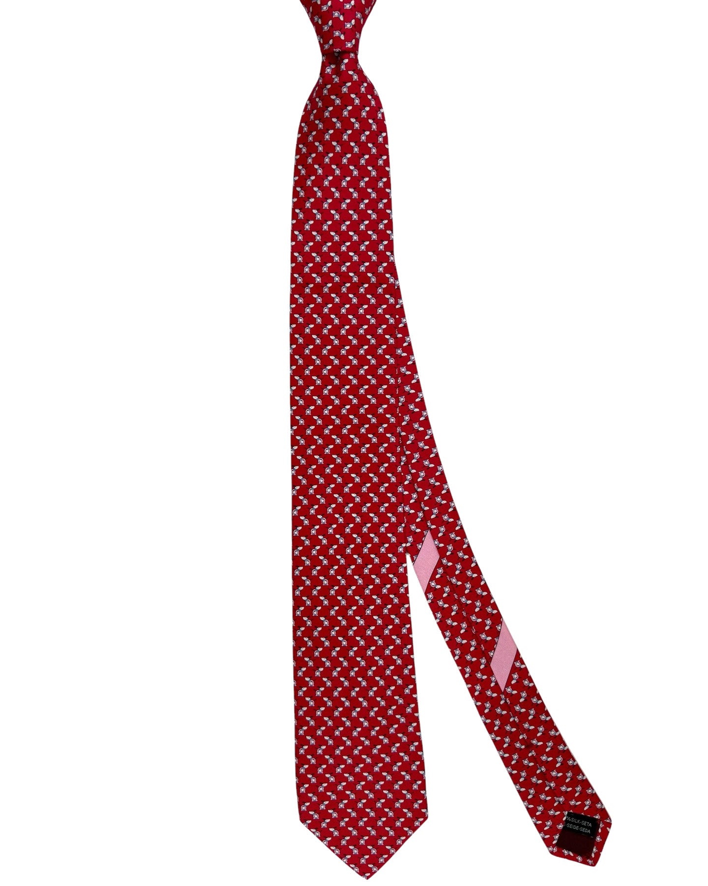 Salvatore Ferragamo Novelty Tie Red Gancini Dog Design