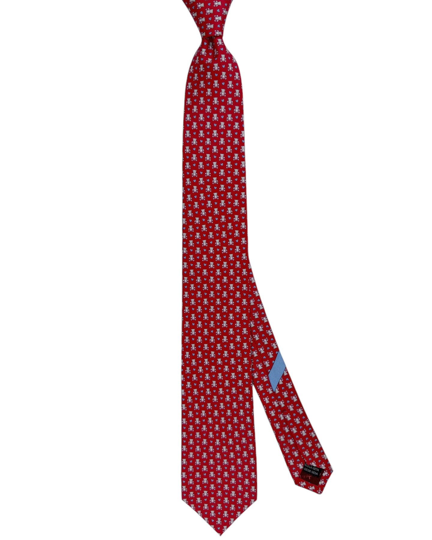 Salvatore Ferragamo Novelty Tie Red Heart & Bear Design