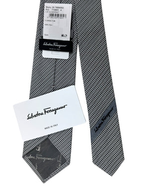 Ferragamo Tie Houndstooth Smoke Gray 