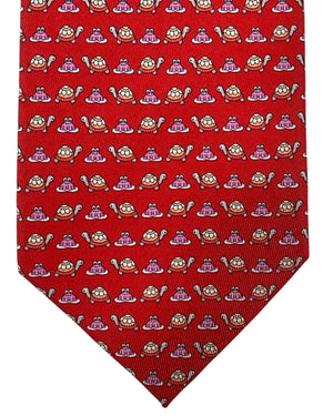 Salvatore Ferragamo Tie Red Turtle & Frog 