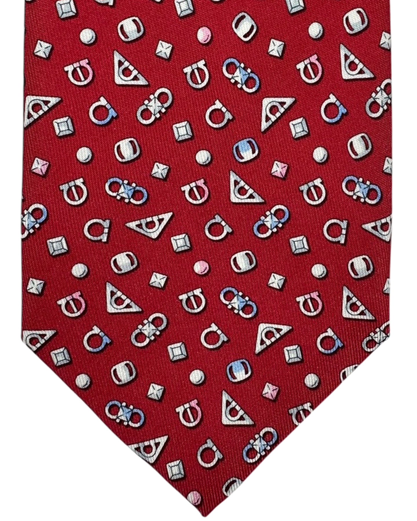 Salvatore Ferragamo Tie Gancini Signature Design Dark Red SALE