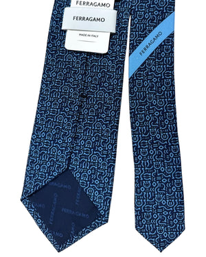 Salvatore Ferragamo Tie Navy Original Gancini Design